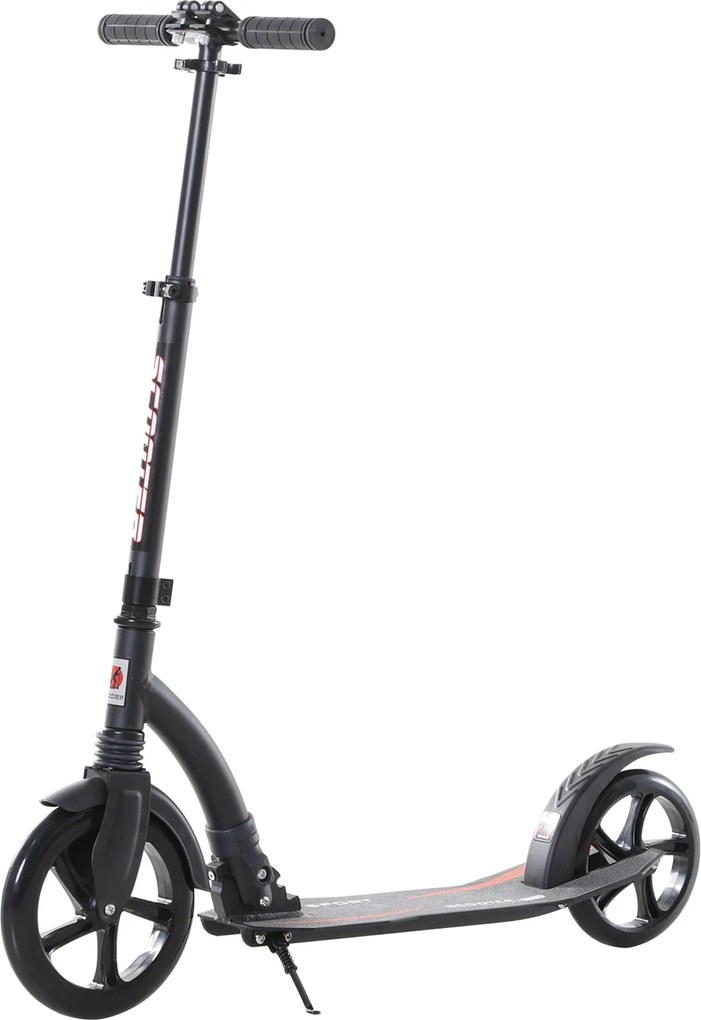 HOMCOM Gyerek Roller, Rúgós Roller Ütéselnyelővel, Összecsukható és Magasságban Állítható 14 Évtől, Alumínium, Fekete, 92.5 x 37.5 x 82-97 cm | Aosom