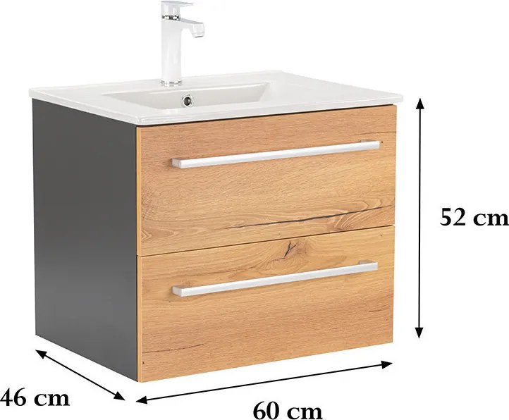 Vario Clam 60 Fürdőszoba alsó szekrény mosdóval