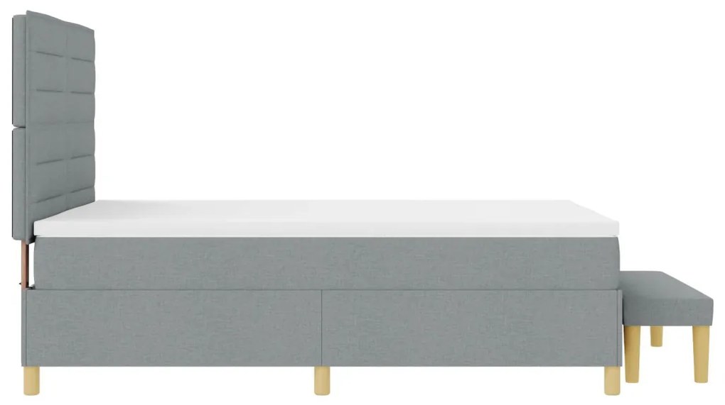 Boxspring ágy matraccal és ülésekkel világosszürke 140x200 cm szövet