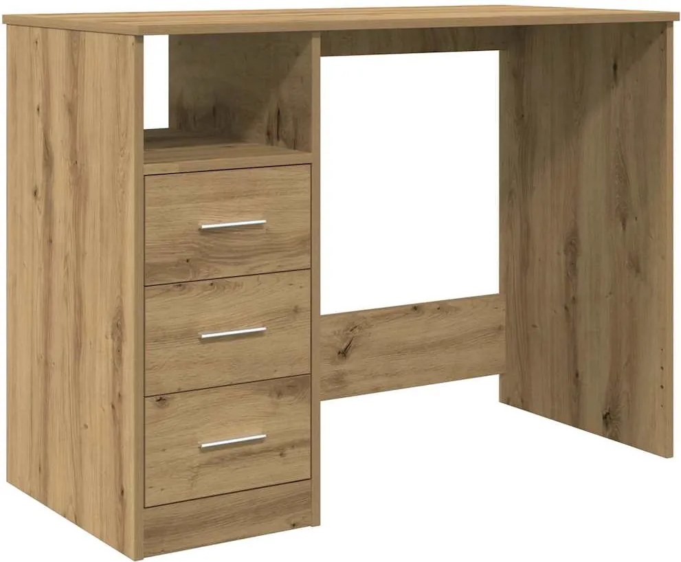 vidaXL kézműves tölgy színű szerelt fa íróasztal 102x50x76 cm