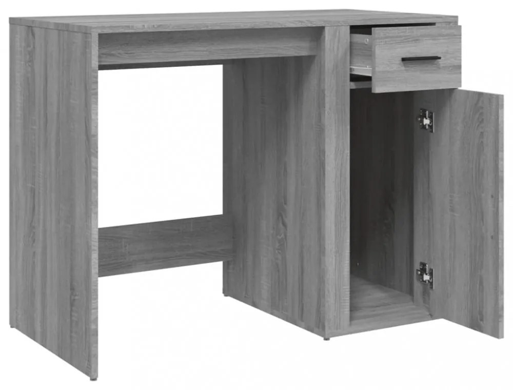 szürke sonoma színű szerelt fa íróasztal 100x49x75 cm