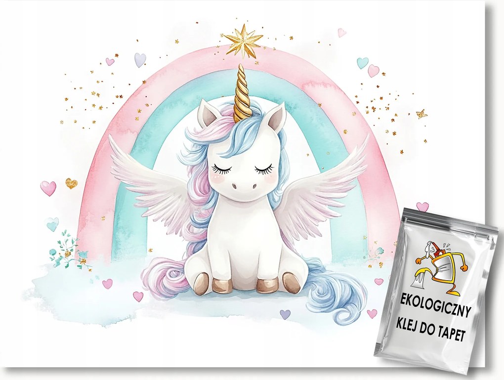 Fotótapéta Flizelina Mese Unikornis Szivárvány Csillagok 150x105 ragasztó