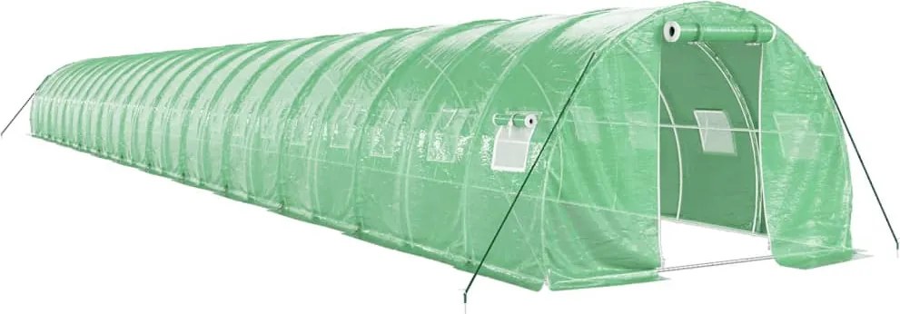 vidaXL zöld acélvázas melegház 72 m² 24 x 3 x 2 m