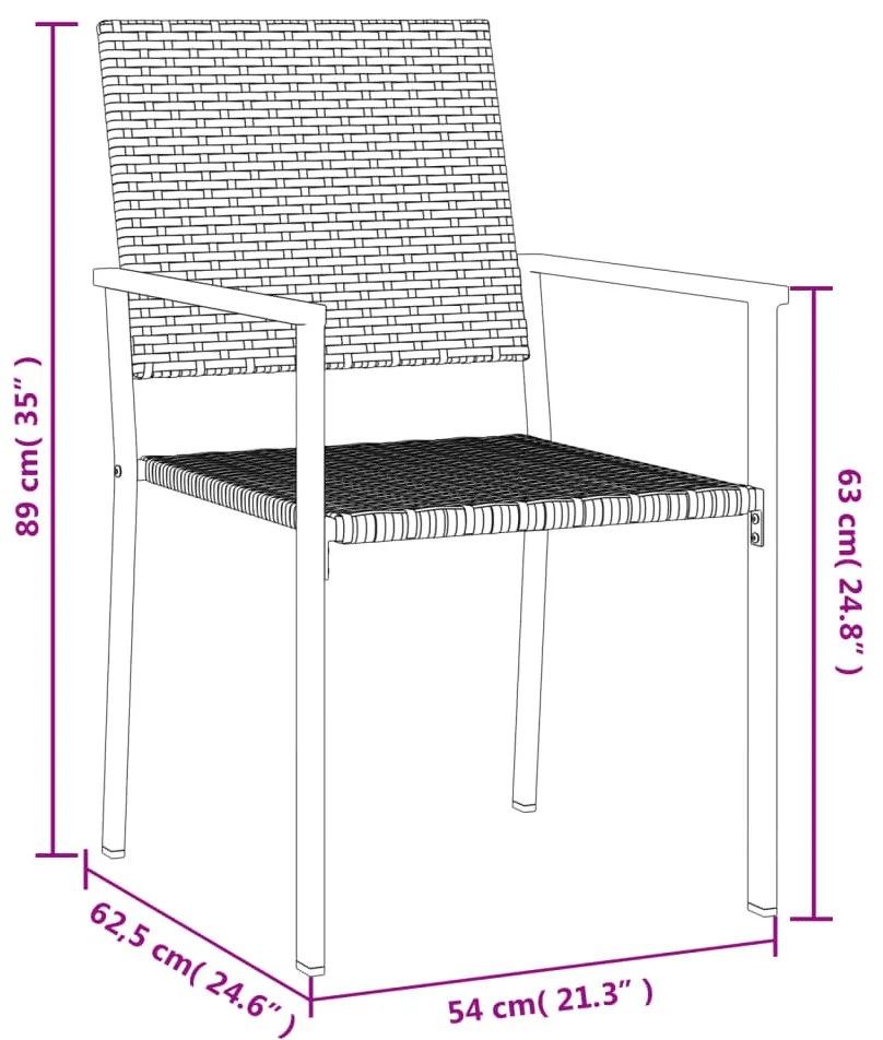 3 részes polyrattan és acél kerti étkezőgarnitúra