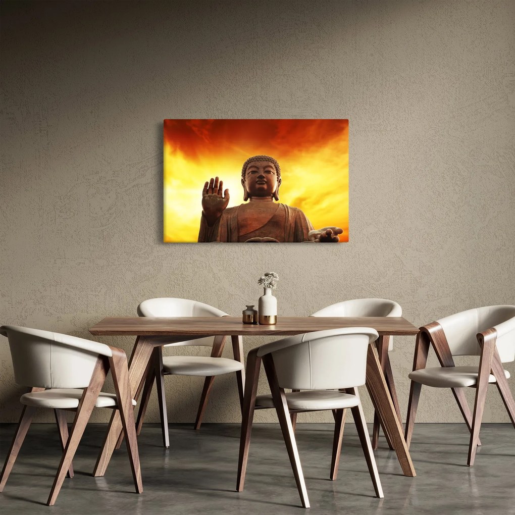Kép - Buddha piros és sárga háttérrel (90x60 cm)
