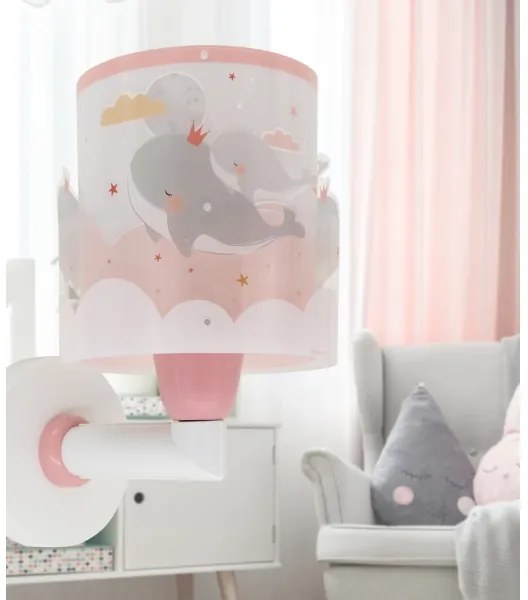 Dalber 61179S - Gyerek fali lámpa WHALE DREAMS 1xE27/15W/230V rózsaszín