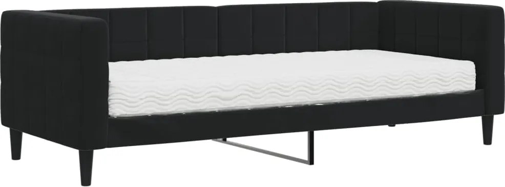 vidaXL fekete bársony heverő matraccal 80 x 200 cm