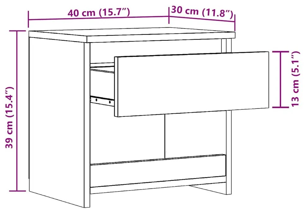 2 db antik fa forgácslap éjjeliszekrény 40 x 30 x 39 cm