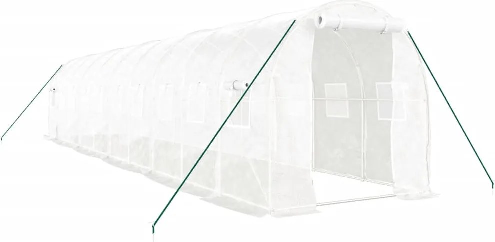 vidaXL fehér acélvázas melegház 20 m² 10 x 2 x 2 m