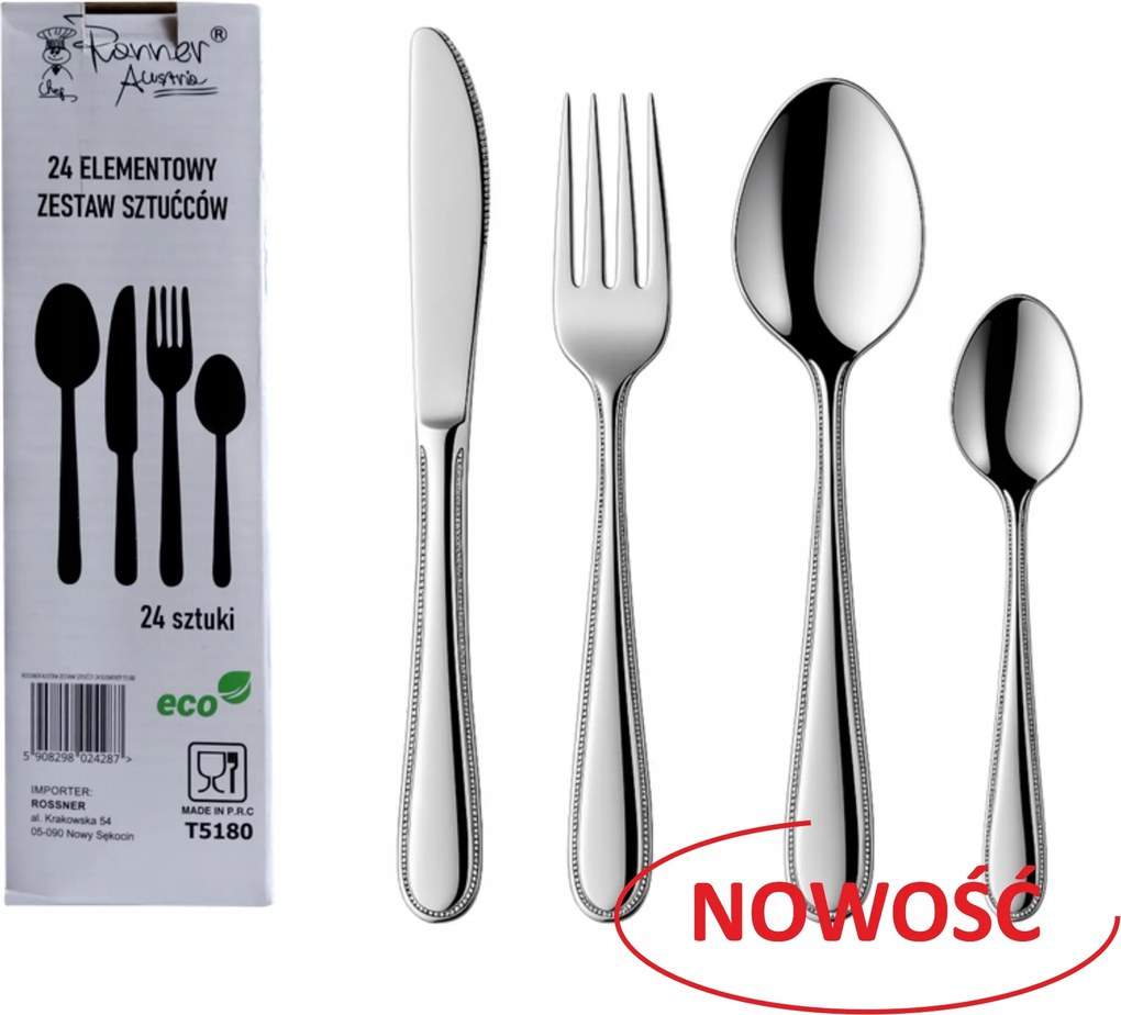 Evőeszköz Szett 24 részes Evőeszköz Szett 6 személyes fényes T5180