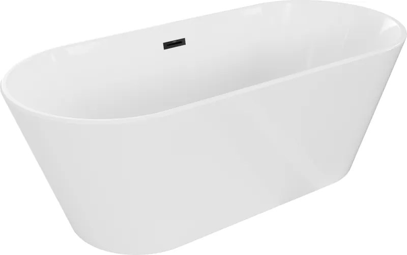 Mexen Flavia szabadon álló kád 160 x 75 cm, fehér, fekete túlfolyó - 54031608000-70