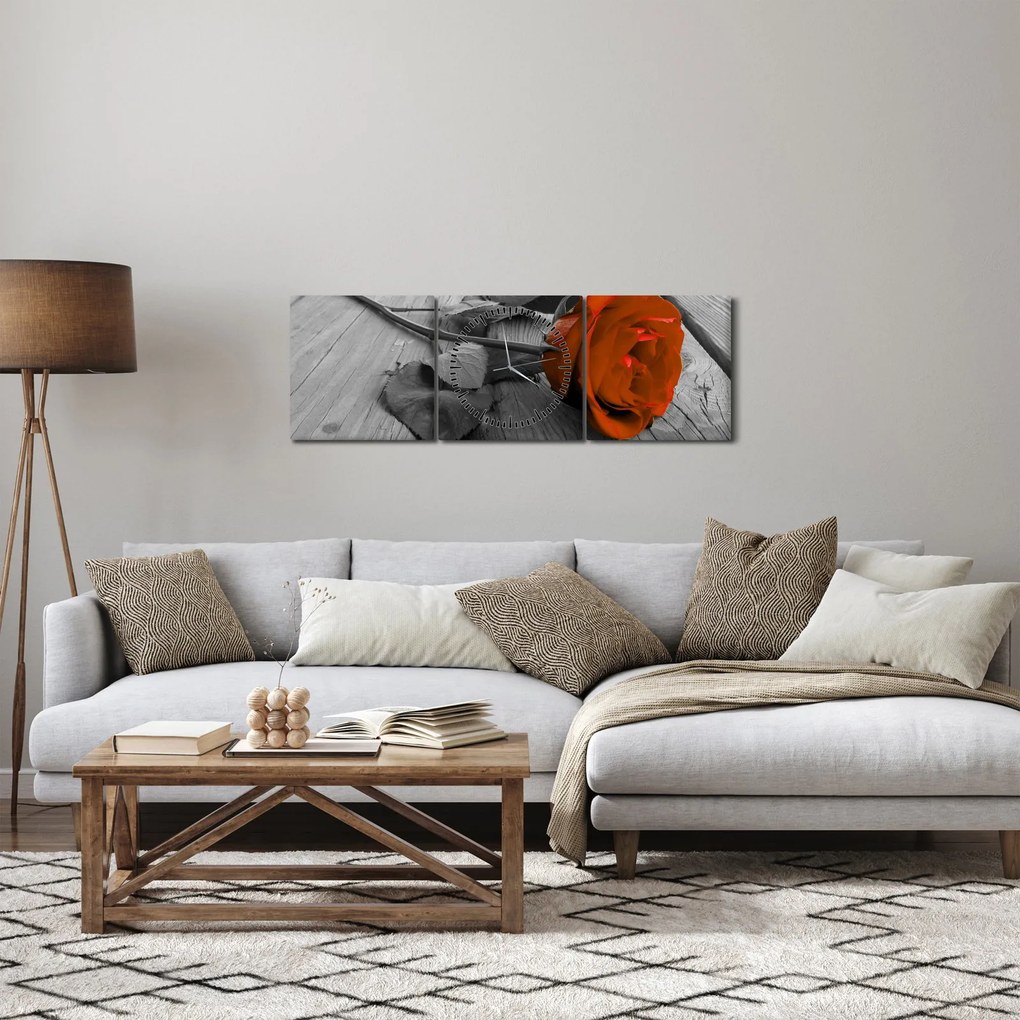 Kép - Narancs Rózsa (órával) (90x30 cm)