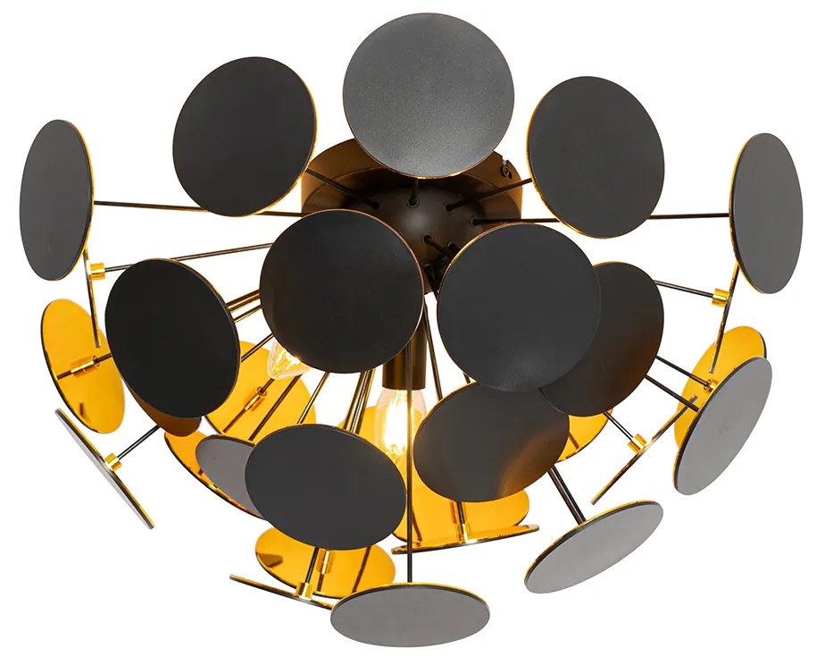Design mennyezeti lámpa fekete arannyal 54cm 3-lámpás - Cerchio