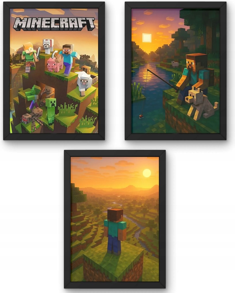 Három darabos Minecraft poszter szett A4-es méretben