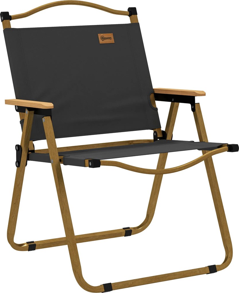 Outsunny Összecsukható Camping Szék Horgász Szék Karfával - Oxford Szövet és Acél Szerkezet - 54 x 59 x 78 cm - Sötétszürke | Aosom