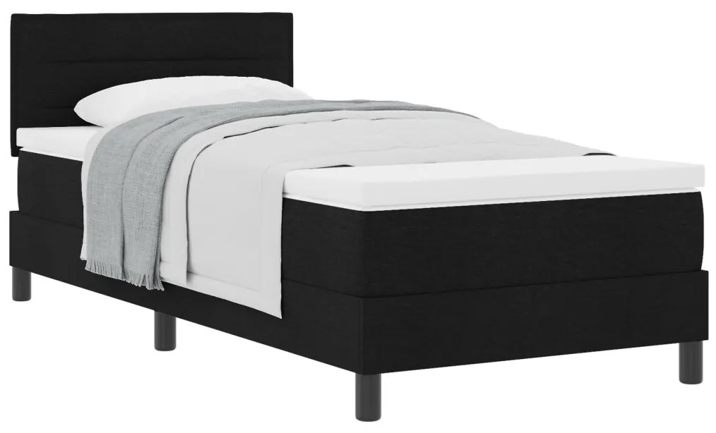 Boxspring Ágy Matracokkal Fekete 100x200 cm Szövet