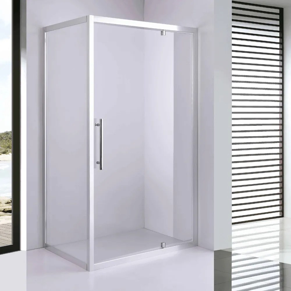 Stuxi Torino 120x80 aszimmetrikus szögletes nyílóajtós zuhanykabin 6 mm vízlepergető biztonsági üveggel, króm elemekkel, 200 cm magas