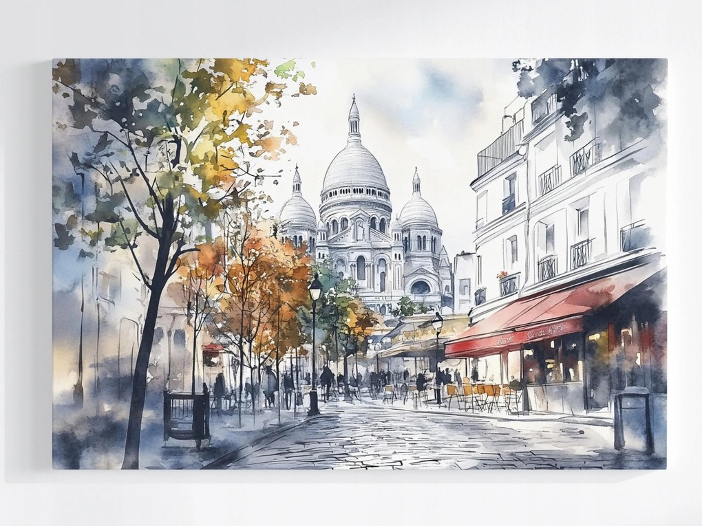 Poszter Párizs Montmartre Sacre Coeur Bazilika Cafe 120x80