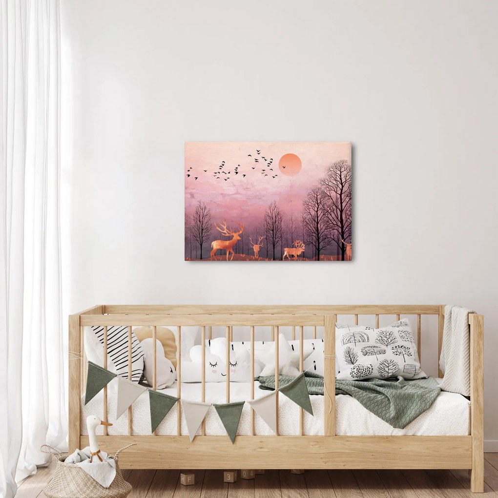 Kép - Szarvas a lenyugvó nap fényében (70x50 cm)