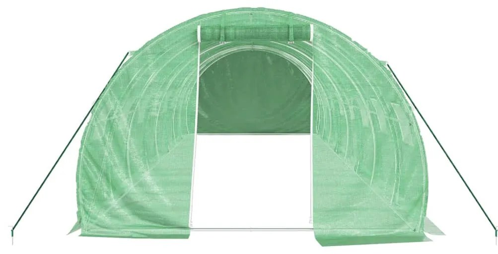 zöld acélvázas melegház 24 m² 8 x 3 x 2 m