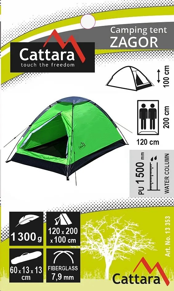 Cattara ZAGOR sátor 2 személyes 200 x 120 x 100 cm