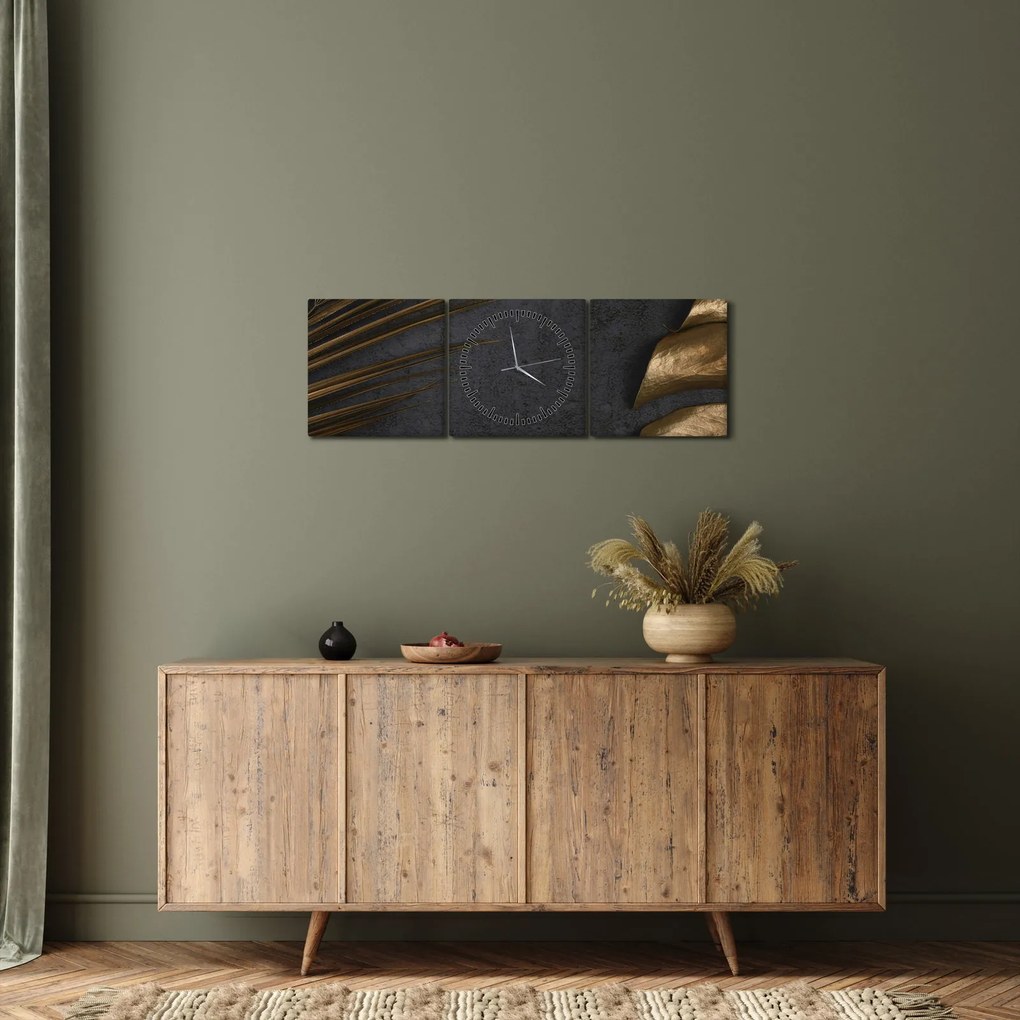 Kép arany levelekkel (órával) (90x30 cm)