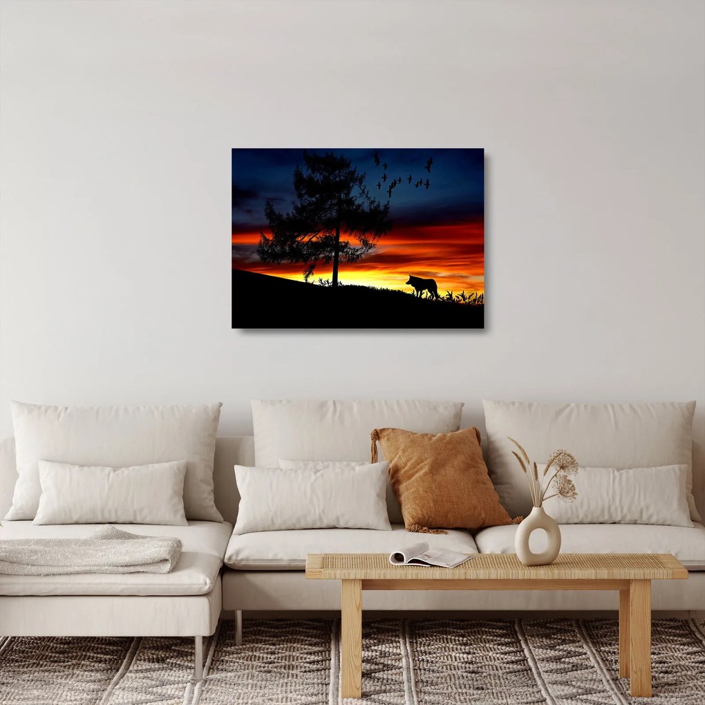 Kép - Farkas sziluettje (üvegen) (70x50 cm)