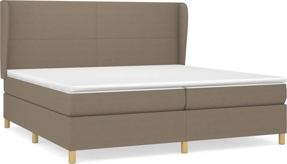 vidaXL tópszínű szövet rugós ágy matraccal 200 x 200 cm