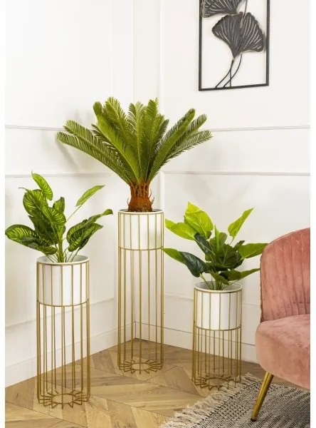 Fém virágcserép LOFT 55x20 cm arany/fehér