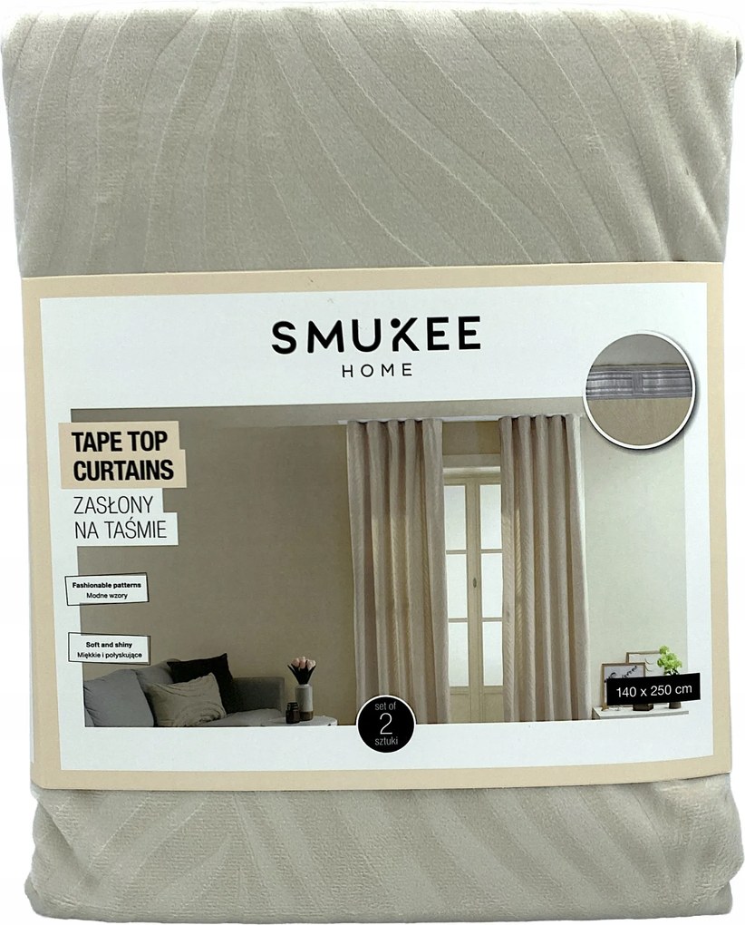 Bársony velúr függöny Smukee szalaggal 140x250 ekrü levelek 245