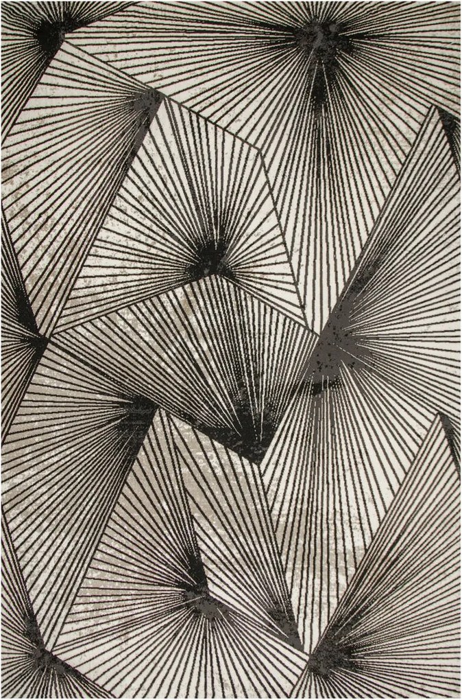 Geometriai Szőnyeg Kétszintes Mintás Fekete Bézs Krém Stúdió 200x290 cm