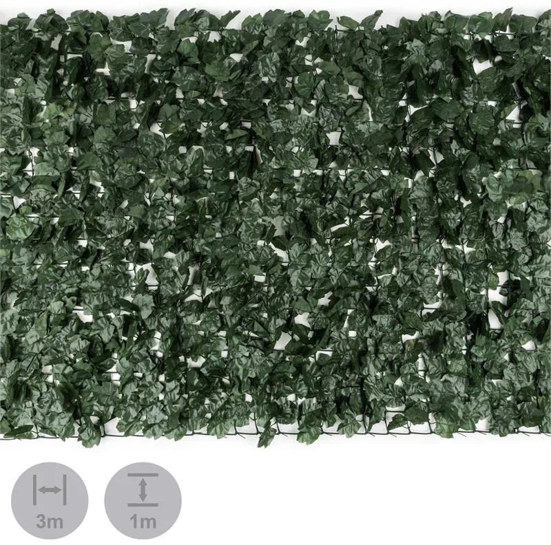 Blumfeldt Fency Dark Ivy, sötétzöld, borostyán, kerítés, védelmet nyújt a kíváncsi tekintetekkel és a széllel szemben, 300 x 100 cm
