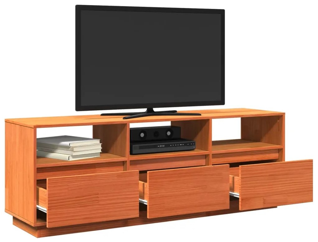 viaszbarna tömör fenyőfa TV-szekrény 140 x 37 x 50 cm