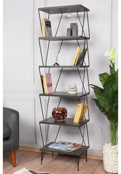 Könyvespolc BALABAN 165x48 cm antracit/fekete