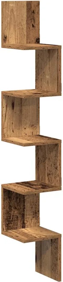 vidaXL antik fa színű szerelt fa fali sarokpolc 20 x 20 x 127,5 cm