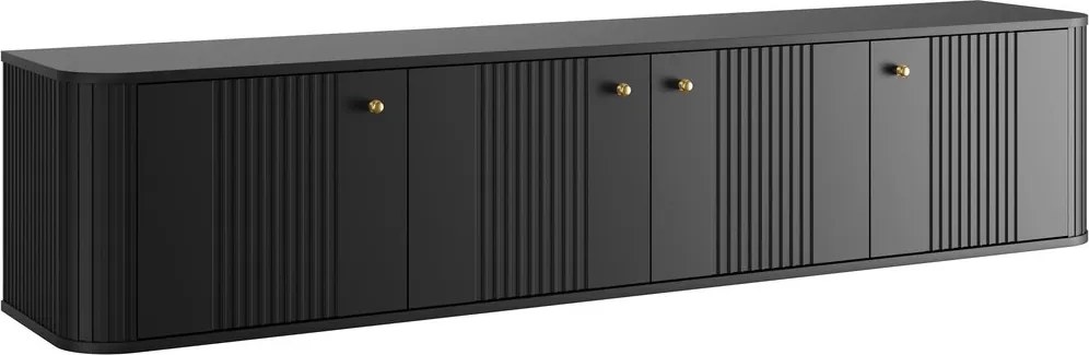 Vesper 4D fali TV szekrény 187 cm - fekete / arany fogantyúk