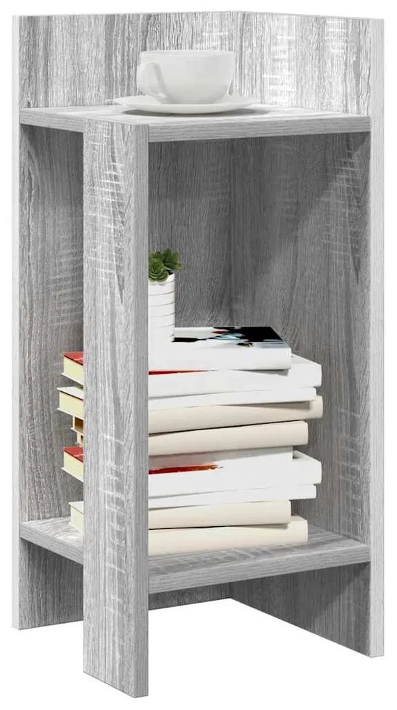 szürke sonoma színű kisasztal polccal 25,5 x 27 x 60 cm