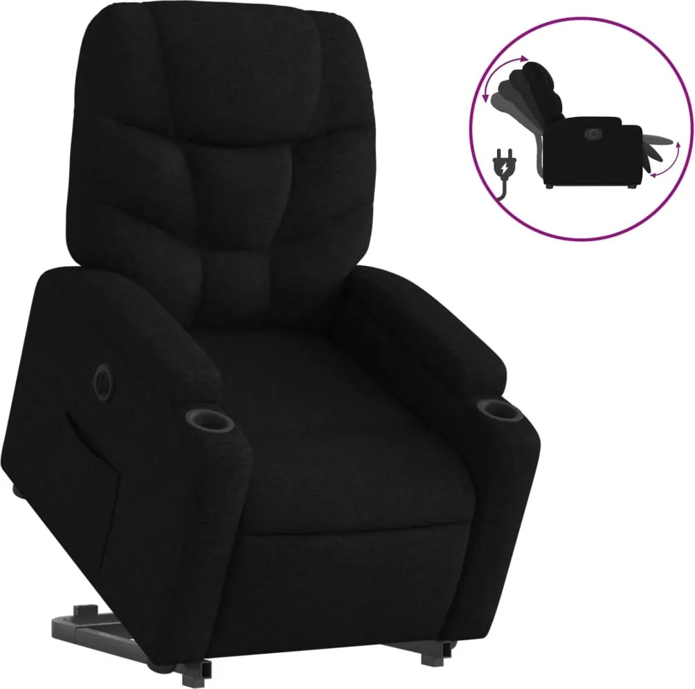 vidaXL elektromos felállást segítő fekete szövet dönthető fotel