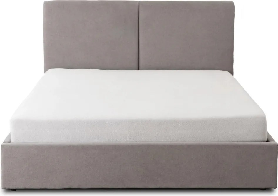 Ágy 160x200 cm méretben, ágyneműtartóval, szürke színben, szövet kárpittal MARSYLIA