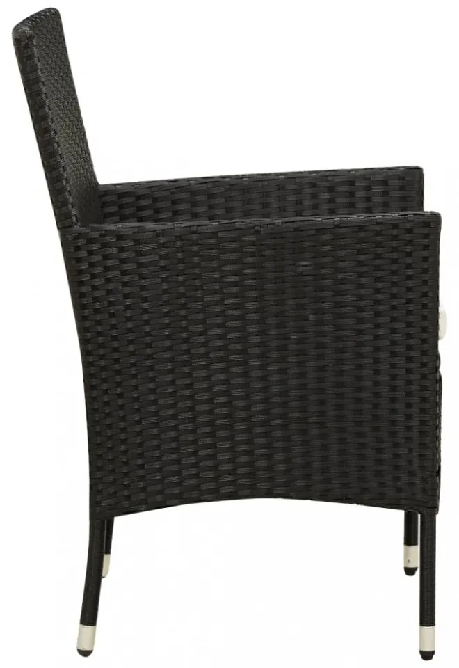 vidaXL 9 részes fekete polyrattan kültéri étkezőszett párnákkal