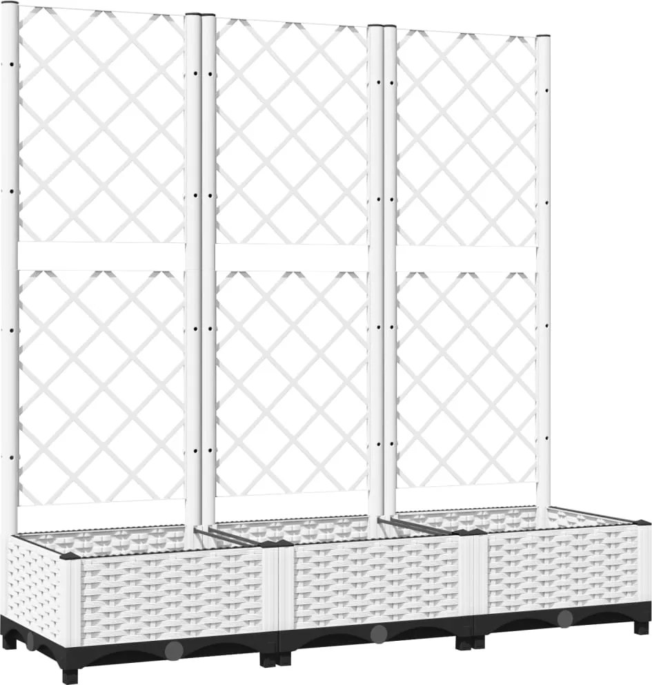 vidaXL fehér kerti virágláda ráccsal 120 x 40 x 121,5 cm PP