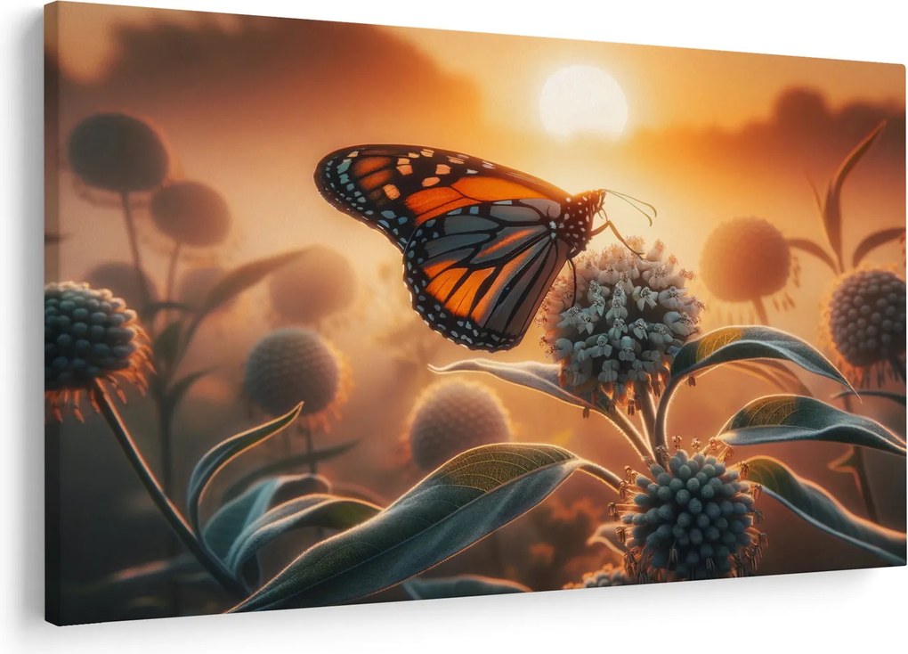 Kép – Pillangó a lenyugvó napban (90x60 cm)