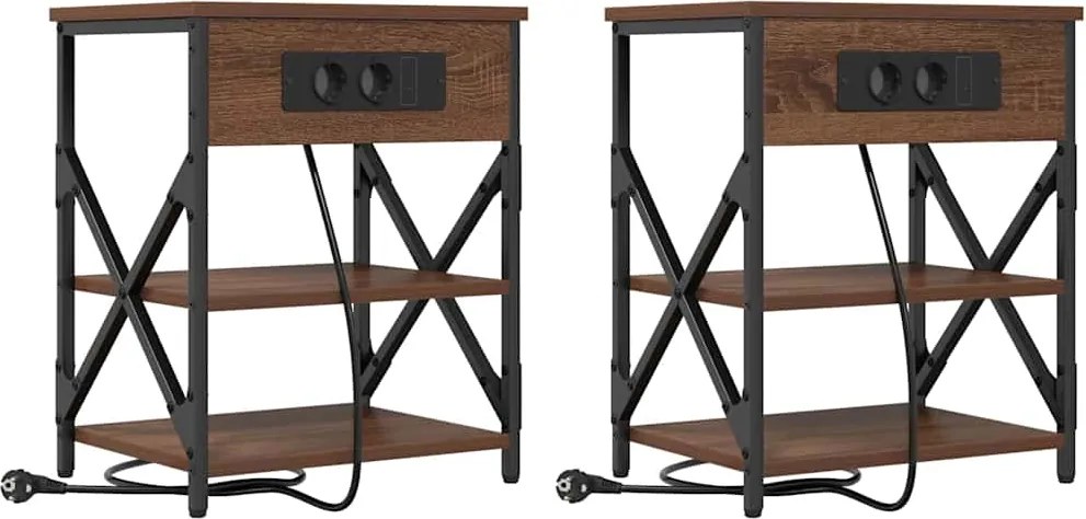 vidaXL Éjjeliszekrény 2 pcs Barna Tölgy 41 x 31 x 51 cm Faanyag
