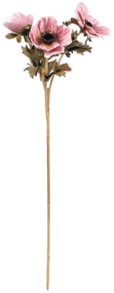 Mesterséges virág Anemone rózsaszín, 3 virág , 56x 17 cm
