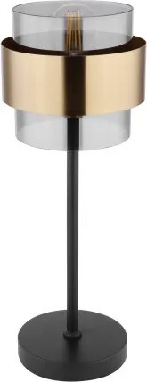 Globo 15560T Asztali lámpa fém fekete váz, üveg búra réz dekor gyűrűvel. Billenőkapcsolóval, ø: 180mm, M: 470mm, kábel: 1500mm, exkl. 1x E27 60W 230V
