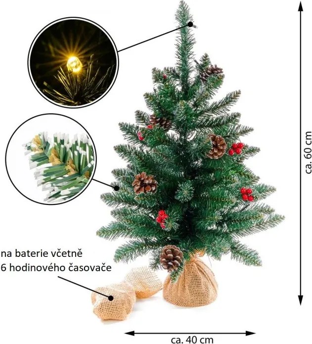 Karácsonyfa világítással NEXOS 30 LED - 60 cm