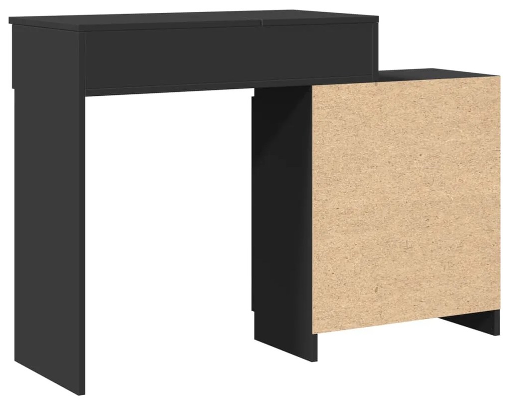 fekete LED-es fésülködőasztal 115 x 37 x 110,5 cm