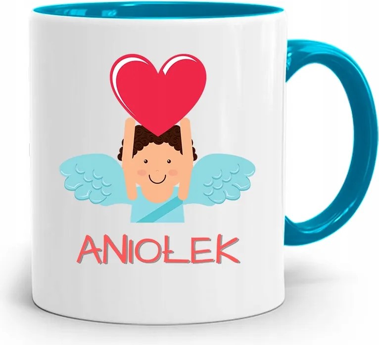 Kék Bögre Gyerekeknek Lányoknak Angyalka +név fényképes nyomtatással