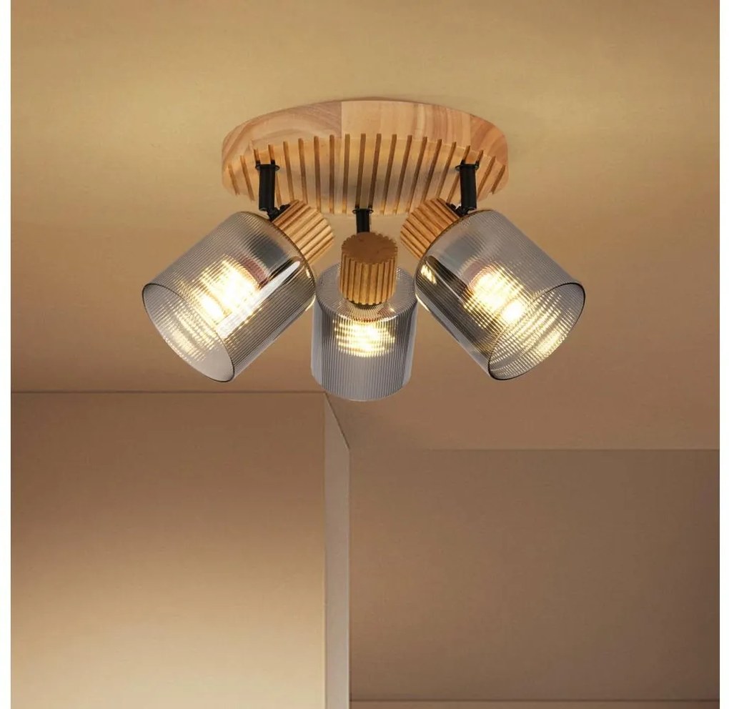 Brilagi - HYGGE spotlámpa 3xE14/15W/230V kaucsukfa/füstszínű