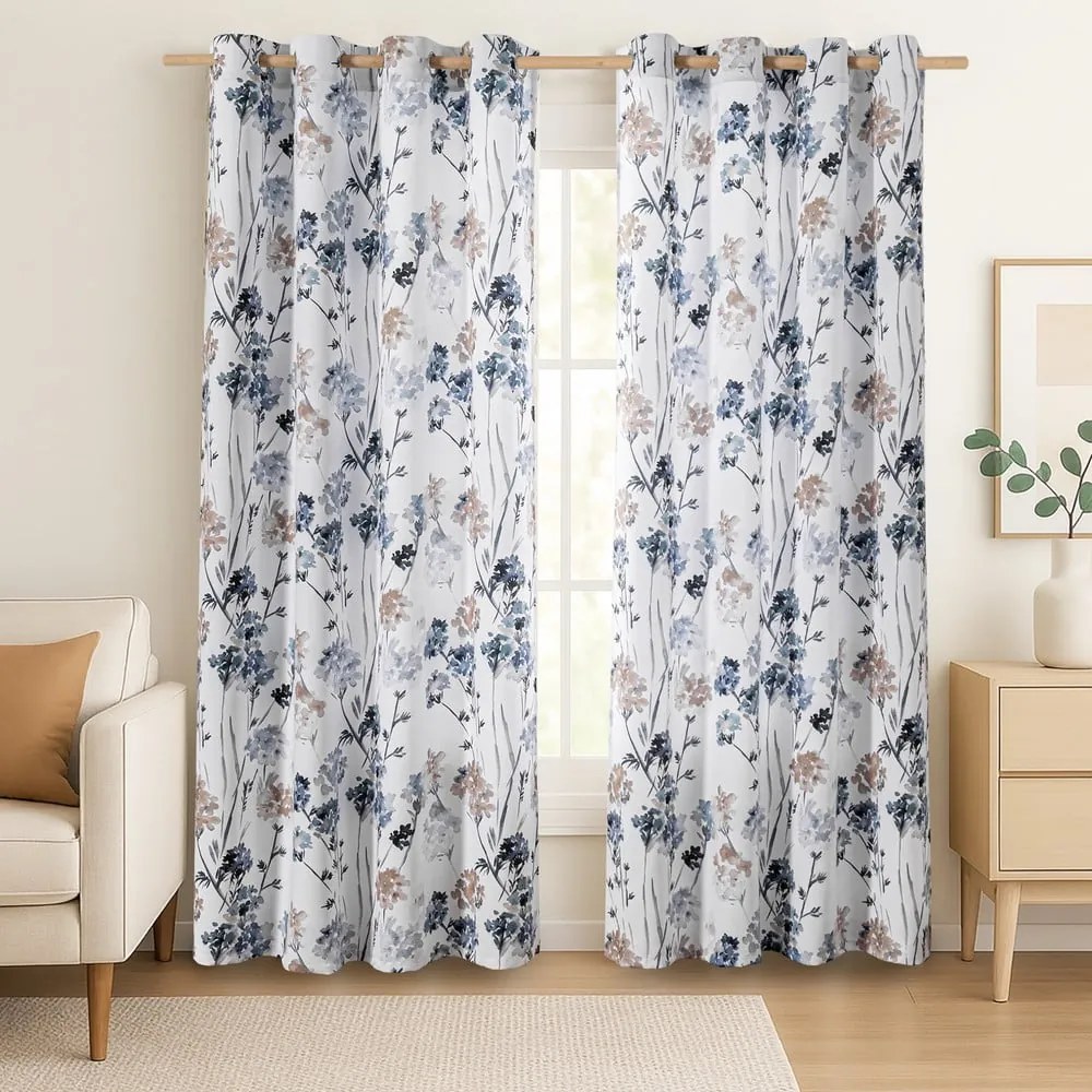 Fehér-világoskék dimout (részleges sötétítő) függöny 135x250 cm Solkone – Restilo